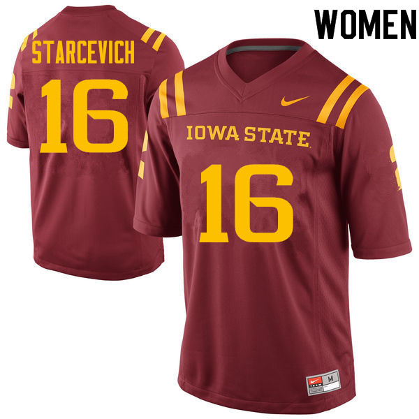 Iowa State Cyclones Women's #16 Kyle Starcevich Nike NCAA Authentic Cardinal College Stitched Football Jersey HU42F17BY